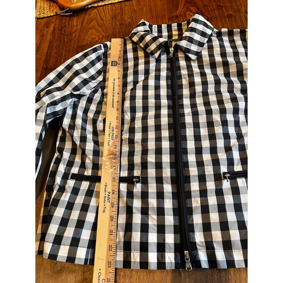 Lauren Ralph Lauren Gingham Check Jacket XL Zip Front Black White Women’s - Picture 8 of 9